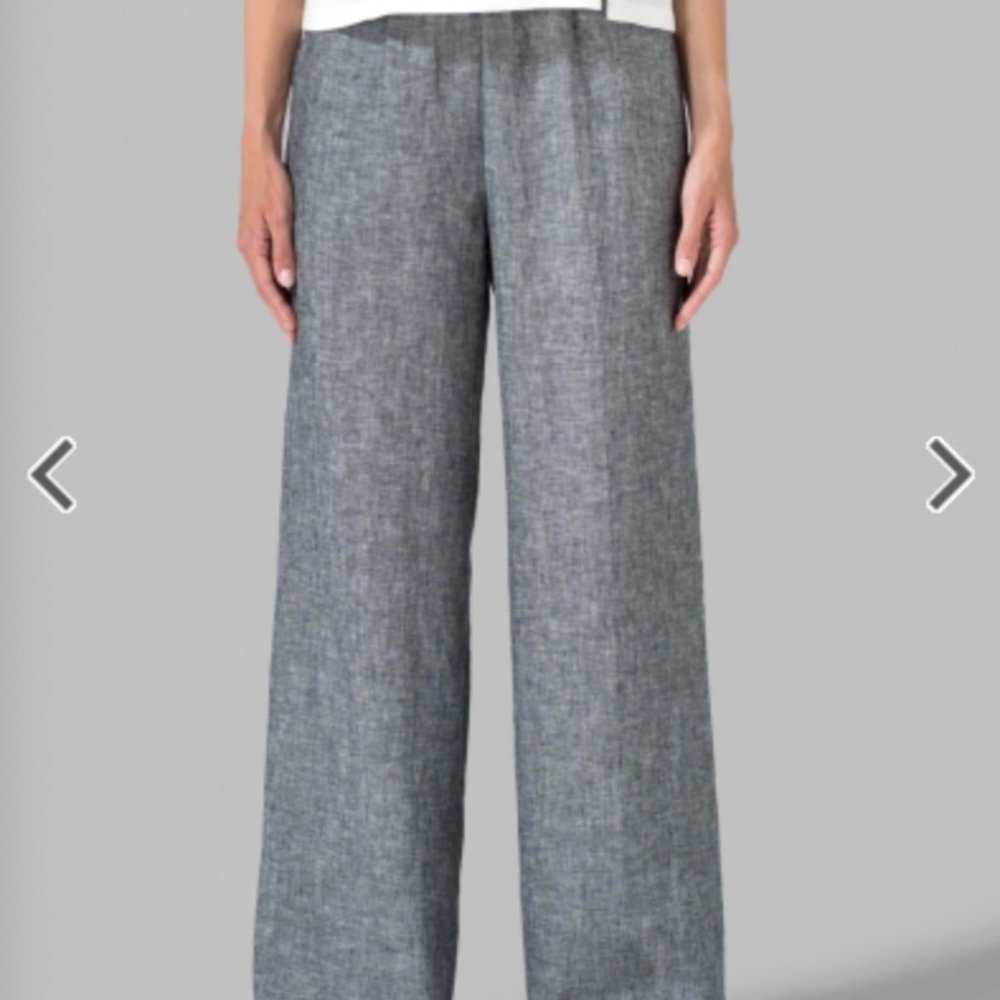 VIVID Two Tone Linen Casual Long Pants -Elastic waist and side pockets Size 2X
